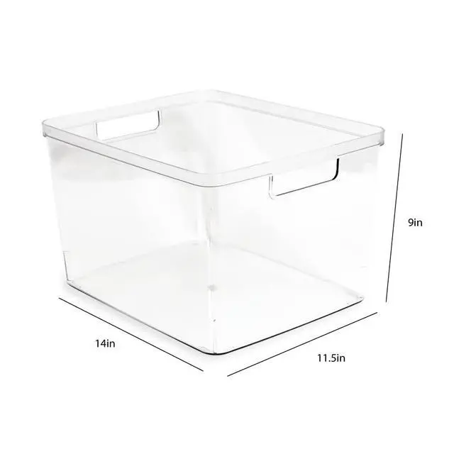 Alt view image 3 of 6 - Isaac Jacobs 2-Pack Extra-Large Clear Storage Bins (11.5 L x 14 W x 9 H) w/Cutout Handles, Plastic Organizer for Home, for Kitchen, Fridge, Pantry, BPA Free, Food Safe (2-Pack, Extra-Large)