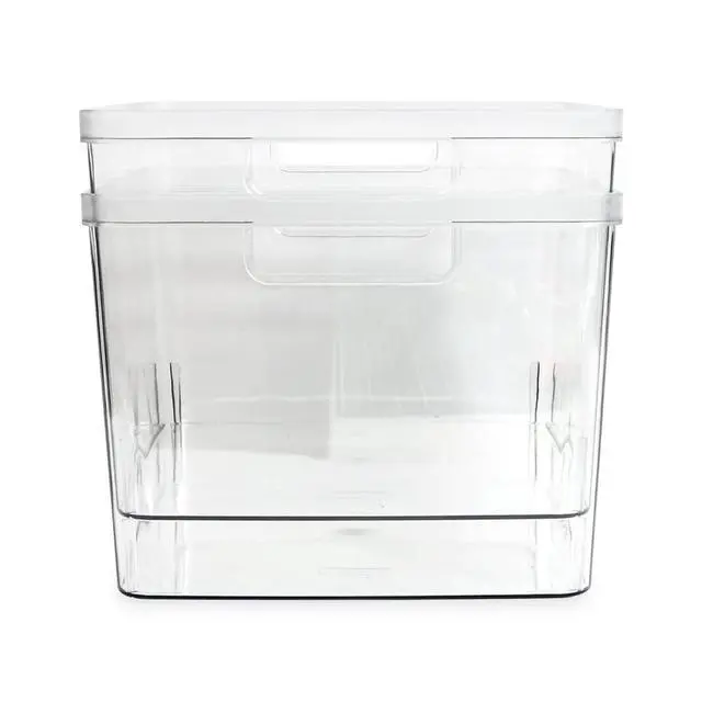 Alt view image 6 of 6 - Isaac Jacobs 2-Pack Extra-Large Clear Storage Bins (11.5 L x 14 W x 9 H) w/Cutout Handles, Plastic Organizer for Home, for Kitchen, Fridge, Pantry, BPA Free, Food Safe (2-Pack, Extra-Large)