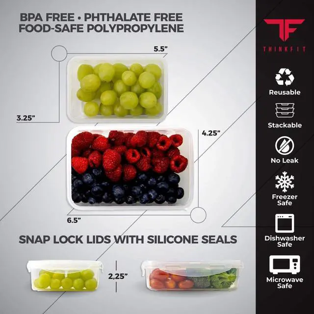 Alt view image 6 of 7 - ThinkFit Insulated Meal Prep Lunch Box with 6 BPA-Free, Reusable, Microwavable, Freezer Safe Food Portion-Control Containers, Shaker Cup, Pill Organizer, Lunch Bag with Storage Pocket - (Black)