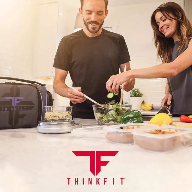 Alt view image 7 of 7 - ThinkFit Insulated Meal Prep Lunch Box with 6 BPA-Free, Reusable, Microwavable, Freezer Safe Food Portion-Control Containers, Shaker Cup, Pill Organizer, Lunch Bag with Storage Pocket - (Black)