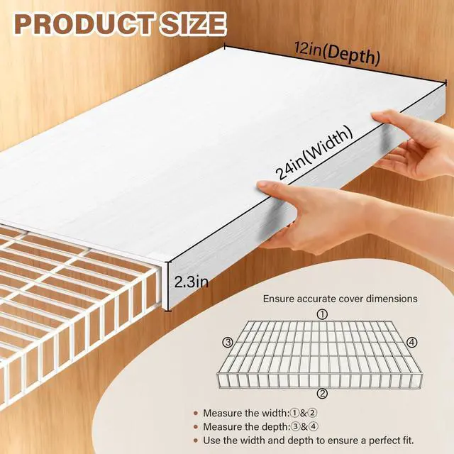 Alt view image 3 of 7 - Wire Rack Covers for Shelves, 24*12 PVC inch Wires Shelf Cover, Shelfs Covers for Wire Shelving, Easy to cut Install Wires Shelf 0.31-inch Thick Moisture Durable Shelfs Liner for Kitchen, Pantry White