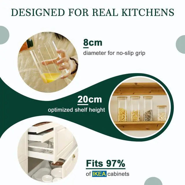 Alt view image 5 of 7 - LIBWYS 12-Pack Square Glass Storage Jars with Bamboo Lids (0.6Qt/1.06Qt) - Stackable Food Containers for Pantry Organization, Coffee, Flour, Snacks, Tea | Kitchen Canisters Set