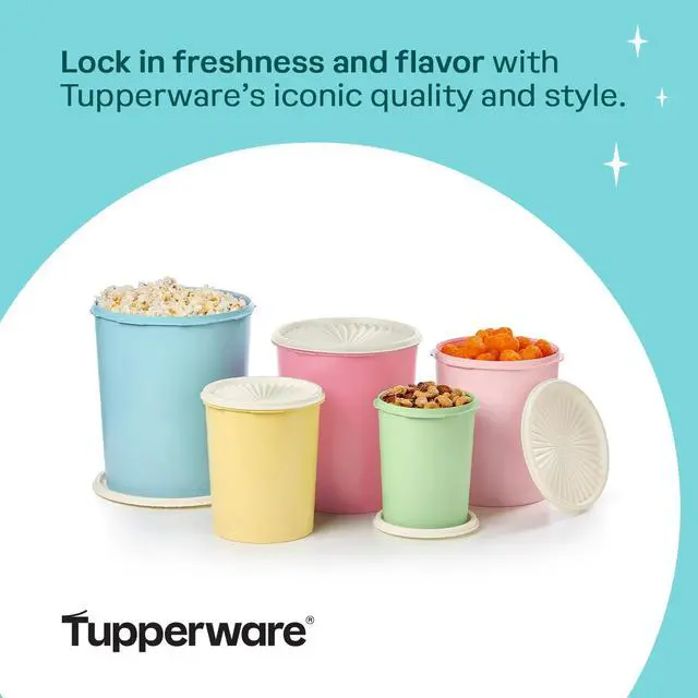 Alt view image 5 of 7 - Tupperware Heritage Collection 10 Piece Nested Canister Set in Vintage Colors, Dishwasher Safe and BPA Free (5 Containers, 5 Lids)