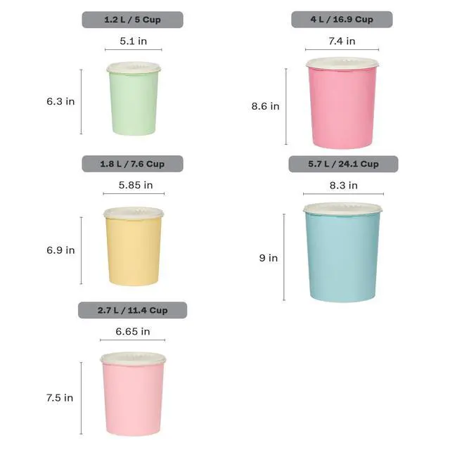 Alt view image 3 of 7 - Tupperware Heritage Collection 10 Piece Nested Canister Set in Vintage Colors, Dishwasher Safe and BPA Free (5 Containers, 5 Lids)