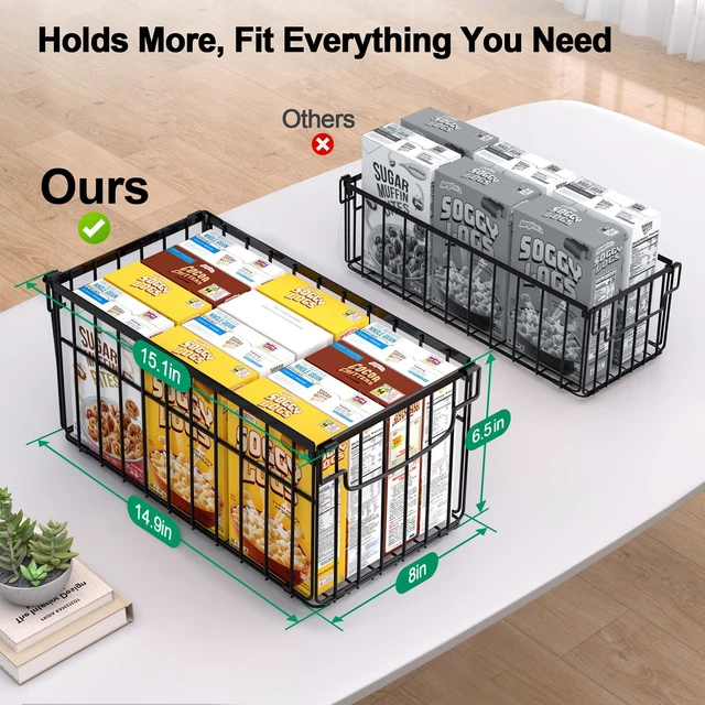 Alt view image 2 of 7 - Freezer Organizer Bins, 6 Pack Big Baskets for 5/ 7 Cu.FT Deep Freezer | Stackable Chest Freezer Organizer Bins, Foldable Baskets with Handles, Black Storage Container Baskets for Sort Frozen Meats