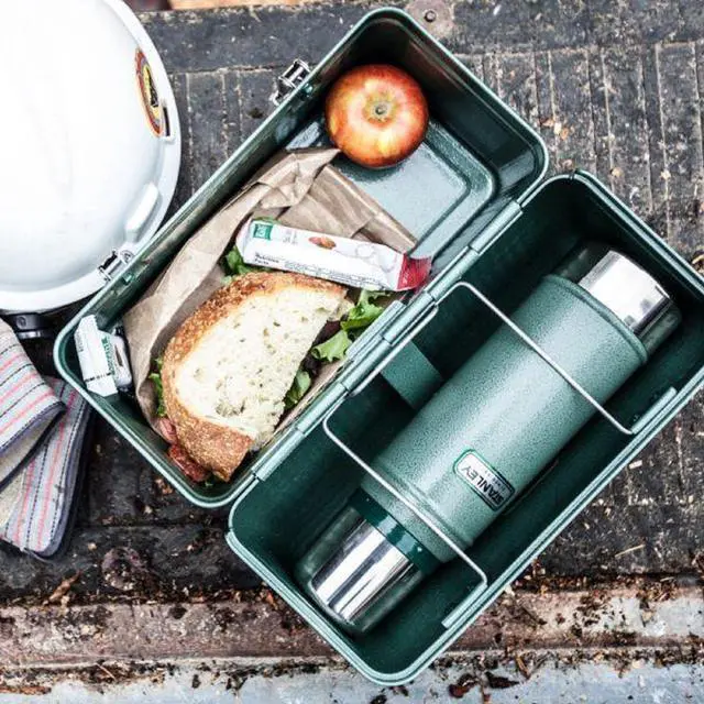 Alt view image 6 of 7 - STANLEY Classic Lunch Box 10 qt | Vintage Metal Lunchbox | Durable Meal Container with Handle and Latch | Stores Food, Drinks, Thermos, Water Bottle | Hammertone Green