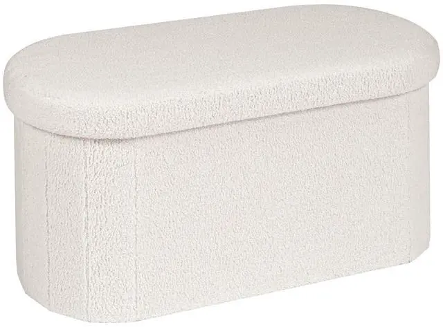 Main image of B FSOBEIIALEO Ottoman with Storage for Living Room, Sherpa Folding Storage Ottoman Foot Rest, 30 Inches Collapsible Bedroom Bench White Cream