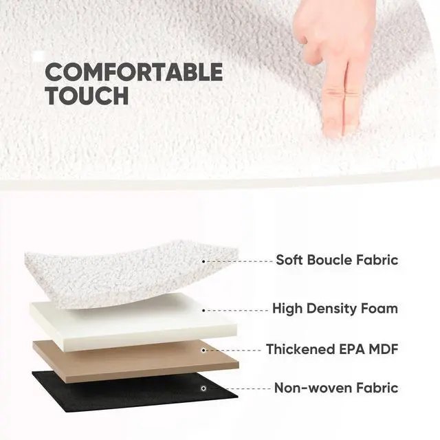 Alt view image 3 of 7 - B FSOBEIIALEO Ottoman with Storage for Living Room, Sherpa Folding Storage Ottoman Foot Rest, 30 Inches Collapsible Bedroom Bench White Cream