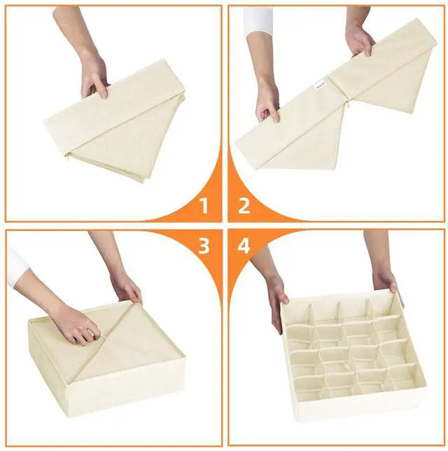 Alt view image 7 of 7 - Criusia 6 Pcs Drawer Organizer Clothes - 90 Cells Closet Organizers and Storage for Baby Nursery - Washable Fabric Dresser Organizer Dividers for Sock Underwear Bra Dorm Room Essentials (Beige)