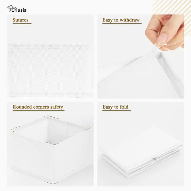 Alt view image 6 of 7 - Criusia 26 Pack Drawer Organizer for Clothes, Foldable Dresser Dividers with 3 Sizes, Fabric Storage Bins White