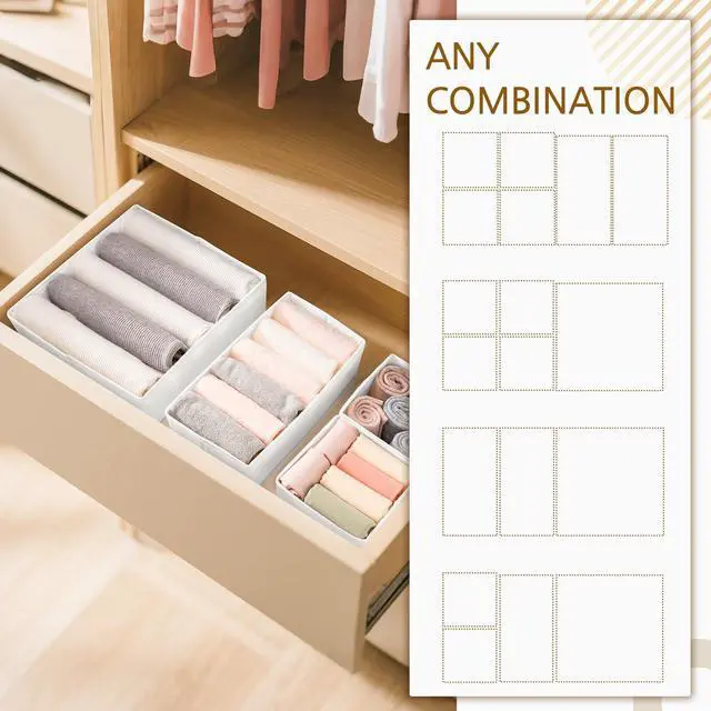 Alt view image 7 of 7 - Criusia 26 Pack Drawer Organizer for Clothes, Foldable Dresser Dividers with 3 Sizes, Fabric Storage Bins White