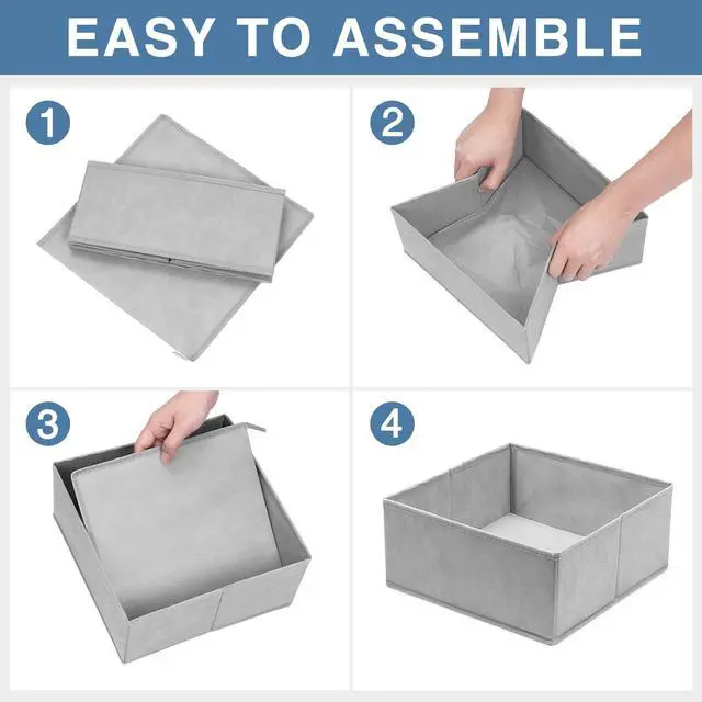 Alt view image 7 of 7 - Criusia Drawer Organizer Clothes 24 Pack, Fabric Closet Organizers and Storage Bins for Underwear Sock, Odorless Dresser Drawer Dividers for Baby Nursery Organization (Grey)