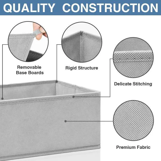 Alt view image 6 of 7 - Criusia Drawer Organizer Clothes 24 Pack, Fabric Closet Organizers and Storage Bins for Underwear Sock, Odorless Dresser Drawer Dividers for Baby Nursery Organization (Grey)