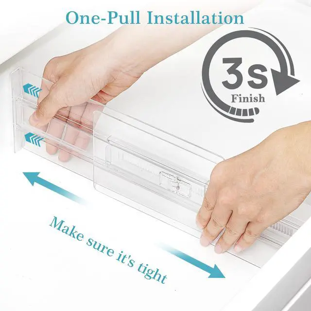 Alt view image 7 of 7 - Vtopmart 18 Pack Drawer Dividers for Clothes, 4" High 10.2"-16.5" Adjustable Expandable Dresser Drawer Organizer, Clear Plastic Separators for Dresser, Baby Clothing, Underwear, Cosmetic, Toiletries