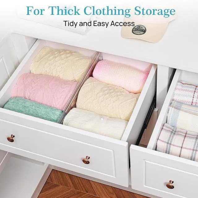 Alt view image 3 of 7 - Vtopmart 10 Pack 6" Tall Upgrade Drawer Dividers for Big and Deep Drawer, 12.8"-22.3" Adjustable Expandable Dresser Drawer Organizer, Clear Plastic Separators for Dresser, Baby Supplies, Kitchenware