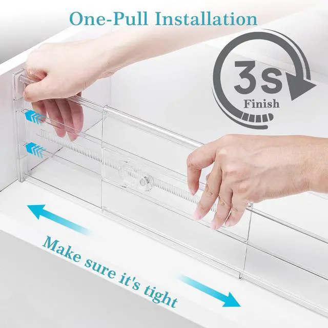 Alt view image 6 of 7 - Vtopmart 10 Pack 6" Tall Upgrade Drawer Dividers for Big and Deep Drawer, 12.8"-22.3" Adjustable Expandable Dresser Drawer Organizer, Clear Plastic Separators for Dresser, Baby Supplies, Kitchenware