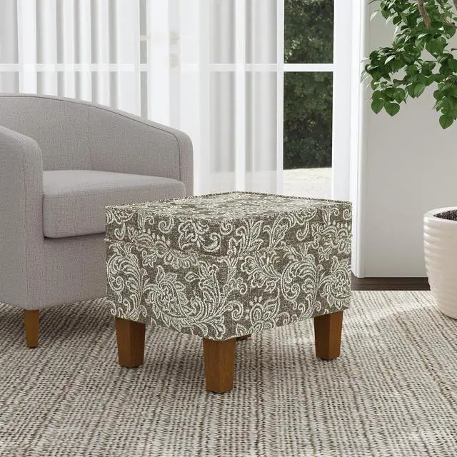 Alt view image 3 of 6 - Spatial Order Home Decor | Dinah Collection Modern Storage Ottoman | Ottoman with Storage for Living Room & Bedroom(Brown Jacobean Print)