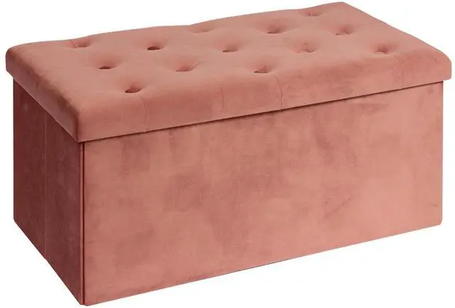 Main image of B FSOBEIIALEO Folding Storage Ottoman, Long Ottomans Shoes Bench, Velvet Storage Chest Footrest Seat 31.5"x15.7"x15.7" (Warm Red, Large)