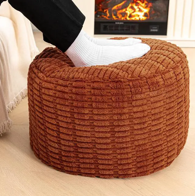 Alt view image 2 of 7 - Asuprui Pouf Ottoman Round Ottoman Foot Rest Foot Stool Poufs for Living Room Bean Bag Chair Floor Pouf Storage Solution or Wedding