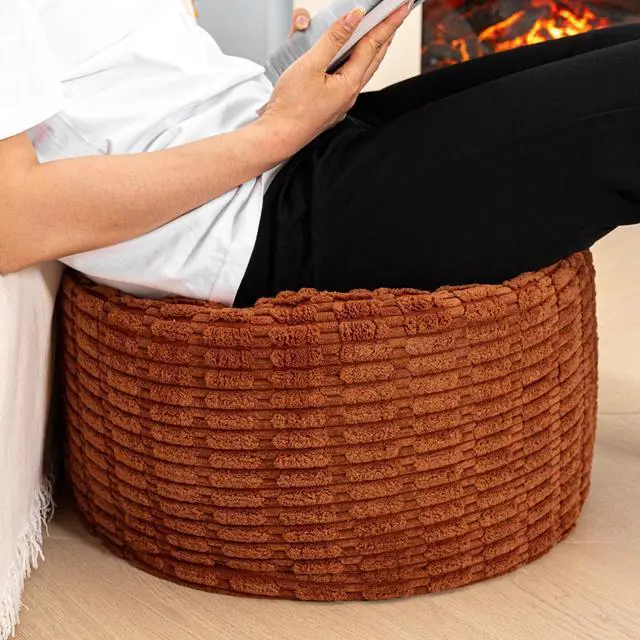 Alt view image 3 of 7 - Asuprui Pouf Ottoman Round Ottoman Foot Rest Foot Stool Poufs for Living Room Bean Bag Chair Floor Pouf Storage Solution or Wedding