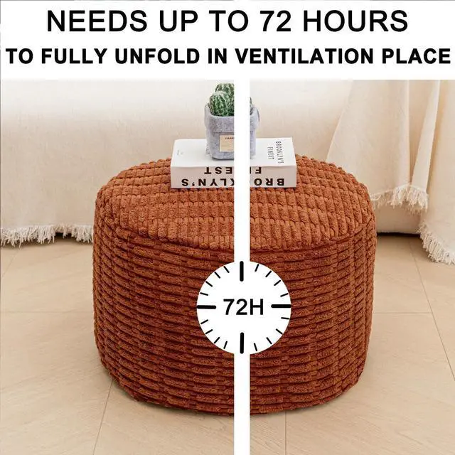 Alt view image 6 of 7 - Asuprui Pouf Ottoman Round Ottoman Foot Rest Foot Stool Poufs for Living Room Bean Bag Chair Floor Pouf Storage Solution or Wedding