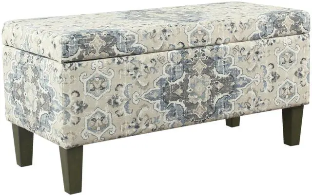 Main image of HomePop Large Decorative Storage Bench - Antiqued Blue