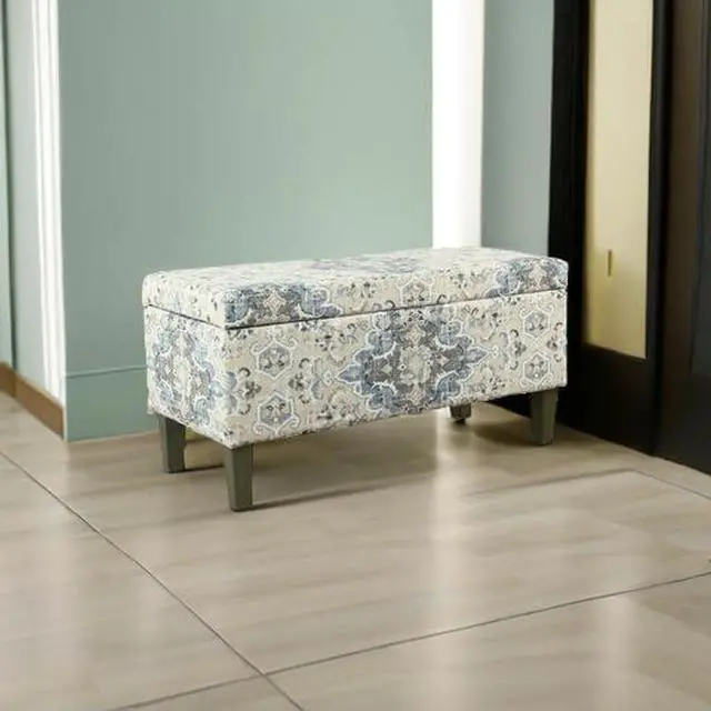 Alt view image 5 of 7 - HomePop Large Decorative Storage Bench - Antiqued Blue