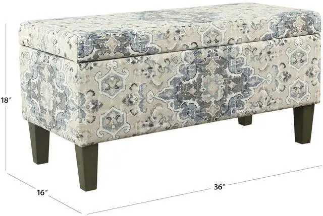 Alt view image 2 of 7 - HomePop Large Decorative Storage Bench - Antiqued Blue