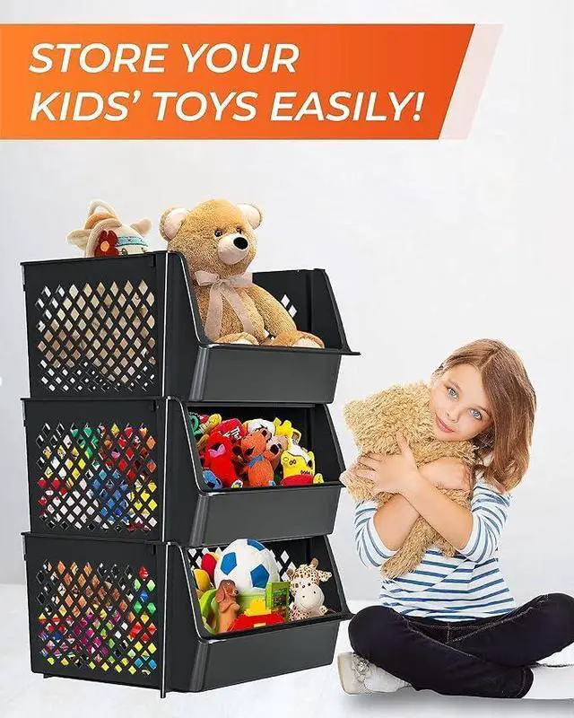 Alt view image 6 of 7 - TidyFriend 6 Pk Large Stackable Storage Bins Open Front for Pantry Organizers and Storage, Pantry Storage for Food, Kitchen and Home Organization, Plastic Storage Bins, Dorm Room Essentials (Black)