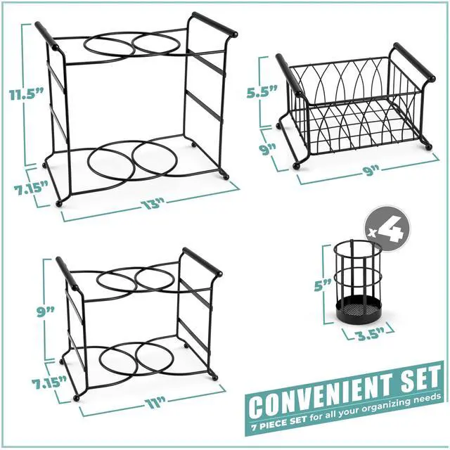 Alt view image 3 of 7 - Sorbus® Buffet Caddy 7-Piece Stackable Set Includes Plate, Napkin, and Silverware Holder, 3-Tier Detachable Tabletop Organizer Ideal for Kitchen, Dining, Entertaining, Parties,Thanksgiving (Black)