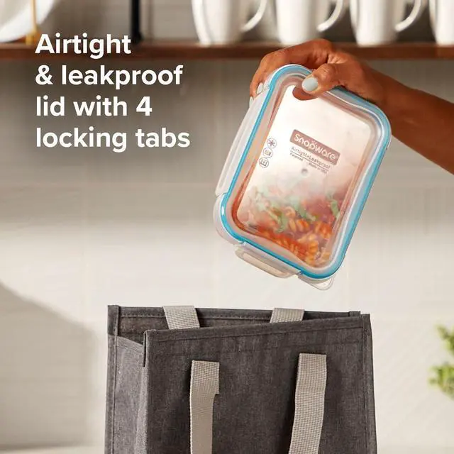 Alt view image 3 of 5 - Snapware Glass Total Solutions (12-Pack) Food Storage Containers Set, (1, 2 & 4 Cup), Airtight & Leakproof Plastic Locking BPA-Free Lids, Freezer Dishwasher Microwave Safe