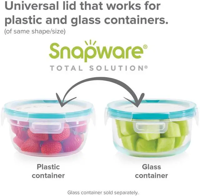 Alt view image 5 of 5 - Snapware Glass Total Solutions (12-Pack) Food Storage Containers Set, (1, 2 & 4 Cup), Airtight & Leakproof Plastic Locking BPA-Free Lids, Freezer Dishwasher Microwave Safe
