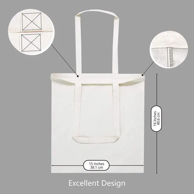 Alt view image 5 of 7 - TOPDesign 48-Pack Economical 16"x15" Cotton Tote Bags, Lightweight Medium Reusable Grocery Shopping Cloth Bags, Suitable for DIY, Advertising, Promotion, Gift, Activity