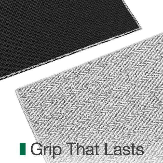 Alt view image 6 of 7 - LUMI Ultra Thin Indoor Door Mat for Entrance 36"x56", Non Slip Entryway Mat, Low Profile Doormat, Unique Herringbone Design Carpet for Inside, Patio, Porch, Gray