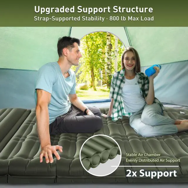 Alt view image 3 of 7 - Elegear CumbreX Double Sleeping Pad for Camping, 5.5" Ultra-Thick Inflatable Camping Sleeping Pad 2 Person with Built-in Foot Pump, Portable Camping Sleeping Mat for Backpacking Hiking Tent, Full