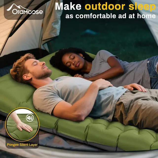 Alt view image 7 of 7 - Double Sleeping Pad, Extra Thick 6 Inch Sleeping Pad for Camping 2 Person with Built-in Pillow & Foot Pump Ultralight Compact Inflatable Camping Mat for Backpacking Hiking Travel Tent Camp Gear Gifts