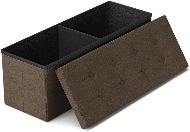 Main image of GLAXYFUR 43 Inches Folding Storage Ottoman Bench, Storage Chest, Footrest for Entryway, Living Room, Holds up to 660 lb, Brown
