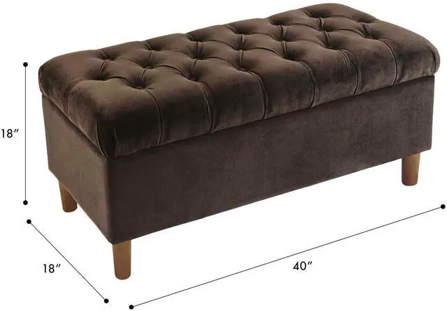 Alt view image 4 of 6 - Homepop Home Decor | Tufted Ainsley Button Storage Ottoman Bench with Hinged Lid | Ottoman Bench with Storage for Living Room & Bedroom, Chocolate Brown Velvet