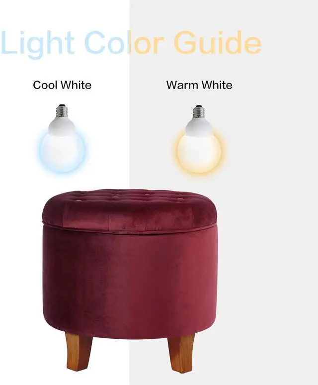 Alt view image 2 of 7 - Homepop Home Decor | Upholstered Round Velvet Tufted Foot Rest Ottoman | Ottoman with Storage for Living Room & Bedroom | Decorative Home Furniture, Burgundy Small