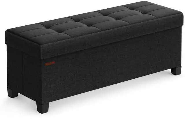 Main image of SONGMICS Storage Ottoman Bench, Foldable Foot Rest with Legs, 15 x 43 x 15.7 Inches, End of Bed Bench, Storage Chest, Load up to 660 lb, for Living Room, Bedroom, Entryway, Ink Black ULSF018B01