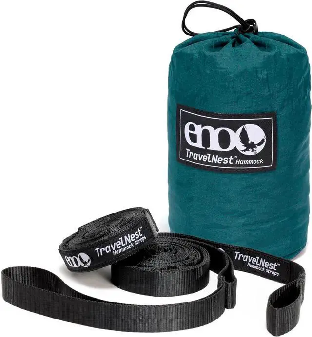 Alt view image 3 of 7 - ENO TravelNest Hammock & Straps Combo - Portable Hiking and Camping Hammock with Straps Included - Travel Hammock for Camping, Hiking, Backpacking, a Festival, or The Beach - Marine