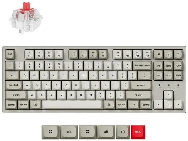 Alt view image 4 of 7 - Keychron C1 Pro 8K QMK Wired Custom Mechanical Keyboard, TKL Layout Launcher Support with Hot-Swappable Super Red Switch, PBT Keycaps Compatible for Mac Windows Linux