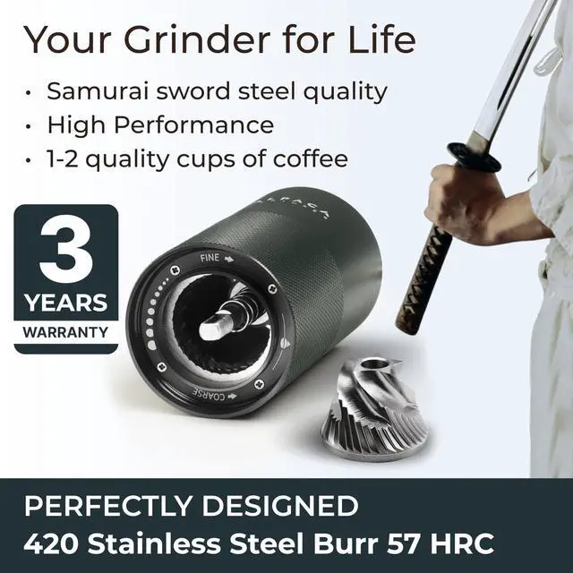 Alt view image 4 of 6 - Manual Coffee Grinder by Alpaca Ventures - Stainless Steel Conical Burr Coffee Grinder Manual with Adjustable Setting Double Bearing Hand Espresso Grinder Perfect for Home, Office and Camping