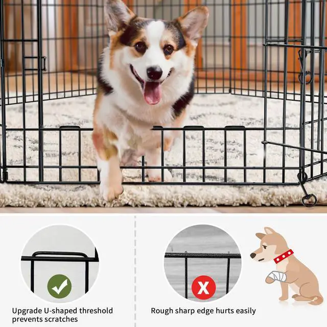 Alt view image 5 of 7 - PETIME Foldable Metal Dog Exercise Pen/Pet Puppy Playpen Kennels Yard Fence Indoor/Outdoor 8 Panel 24" W x 24" H with Bottom Pad (with Bottom pad, 8 Panels 24" H)