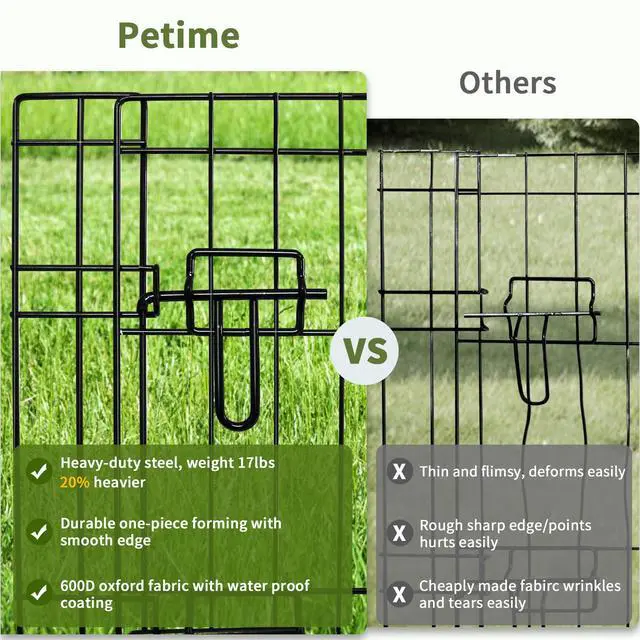 Alt view image 4 of 7 - PETIME Foldable Metal Dog Exercise Pen/Pet Puppy Playpen Kennels Yard Fence Indoor/Outdoor 8 Panel 24" W x 24" H with Bottom Pad (with Bottom pad, 8 Panels 24" H)