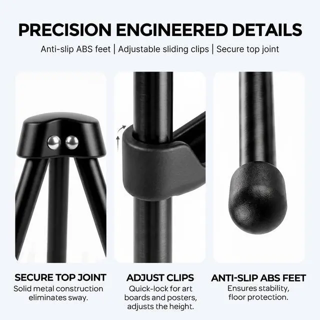 Alt view image 5 of 7 - Nicpro Art Folding Easels for Display, 6 Pack 63 Inches Metal Floor Easel Stand Bulk Tripod Black Collapsible for Sign Artist Poster Wedding | with Carry Bag