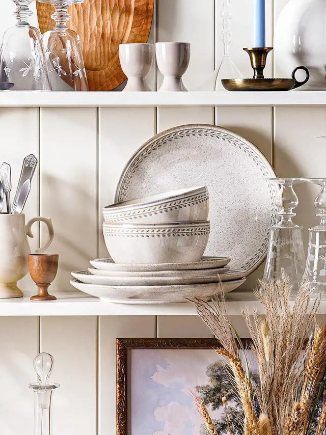 Alt view image 5 of 7 - LE TAUCI Plates and Bowls Sets for 4, 12 Piece Ceramic Dinnerware Sets, Kitchen Stoneware Dish Set, Chip Resistant, Microwave & Dishwasher Safe, Reactive Glaze Beige (8"&10" Plate, 27oz Bowl)
