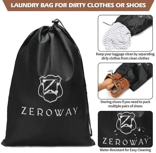 Alt view image 4 of 7 - Zeroway PU Leather Travel Duffel Bag with Toiletry Dopp Kit and Laundry Bag, Weekender Overnight bag Luggage Carry-On Bag with Shoe Pouch for Men or Women Brown