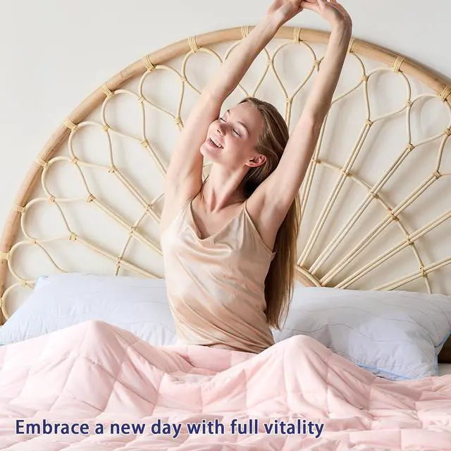 Alt view image 5 of 7 - yescool Weighted Blanket for Adults (20 lbs, 60 x 80, Pink) Cooling Heavy Blanket for Sleeping Perfect for 190-210 lbs, Queen Size Breathable Blanket with Premium Glass Bead, Machine Washable