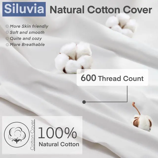 Alt view image 2 of 6 - Siluvia 30"x30" Pillow Inserts Set of 2 Square Throw 30 Pillows with 100% Cotton Cover for Sofa, Couch, and Bed - White